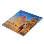 Paris Love: Louvre Museum Pyramid Romantic Couple Tegeltje (Zijkant)