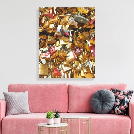 Paris Love Padlocks 1 Canvas Afdruk (Insitu (Woonkamer))