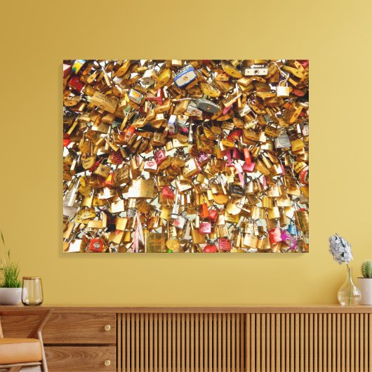 Paris Love Padlocks 3 Canvas Afdruk (Insitu (Woonkamer))