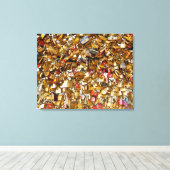 Paris Love Padlocks 3 Canvas Afdruk (Insitu (Houten vloer))