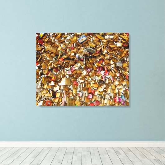 Paris Love Padlocks 3 Canvas Afdruk (Insitu (Houten vloer))