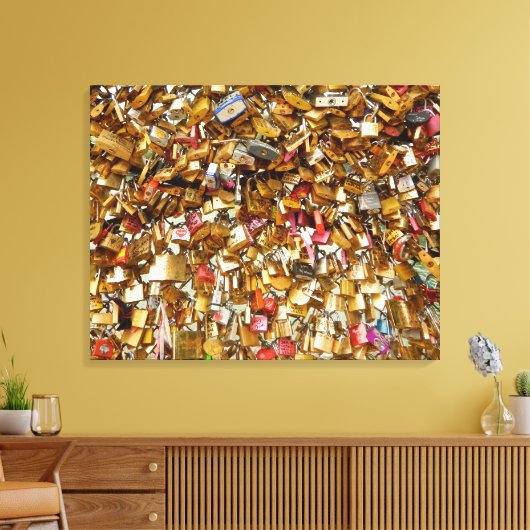 Paris Love Padlocks 4 Canvas Afdruk (Insitu (Woonkamer))