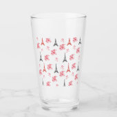 Paris Love Pattern – Eiffel Tower & Roses Seamless Glas (Voorkant)