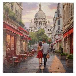 Paris Love: Romantic Couple by Sacre Coeur Church Tegeltje