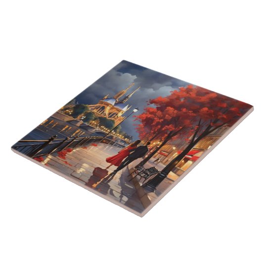 Paris Love: Romantic Couple by Seine Notre Dame Tegeltje (Zijkant)