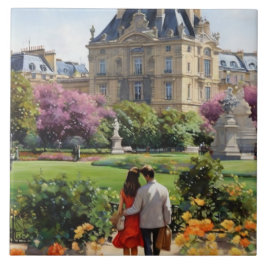 Paris Love: Romantic Couple Jardin du Luxembourg Tegeltje