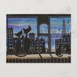 Paris, Love, Romantic Kat Post Kaart