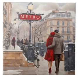 Paris Love: Romantic Winter Walk Metro Station Tegeltje