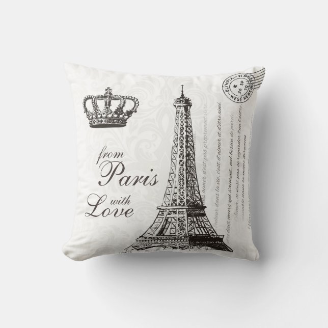 Paris Love Typography  French Eiffel Tower Kussen (Voorkant)