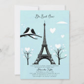 Paris Lovebirds Eiffel Winterblauw Vrijgezellenfee Kaart (Voorkant)