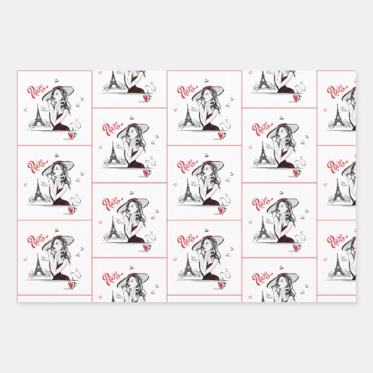 Paris Lover Trio Inpakpapier Vel (Voorkant)