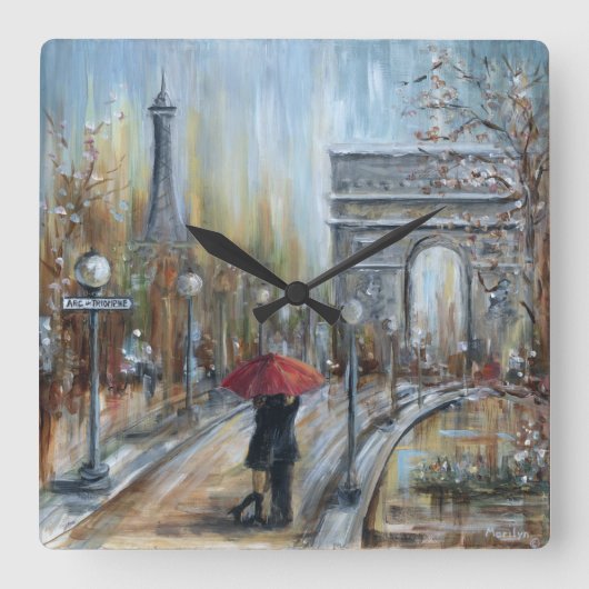 Paris Lovers Vierkante Klok (Voorkant)