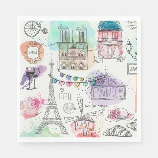 Paris Luncheon Paper Napkins Servet (Voorkant)