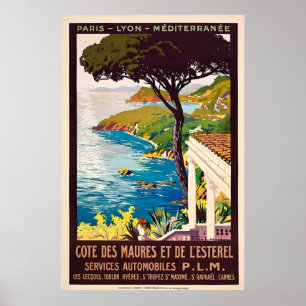 Paris Lyon Vintage Reisposter - IngelijstNiet inge Poster