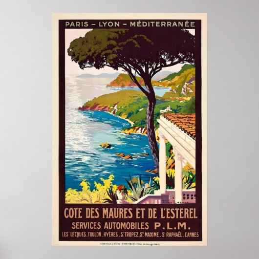 Paris Lyon Vintage Reisposter - IngelijstNiet inge Poster (Voorkant)