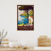 Paris Lyon Vintage Reisposter - IngelijstNiet inge Poster (Keuken)