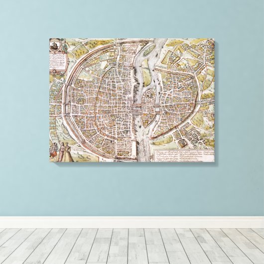 PARIS MAP, 1581 CANVAS AFDRUK (Insitu (Houten vloer))