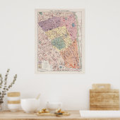 Paris Map, 1900 - 20ste Arrondissement Poster (Keuken)