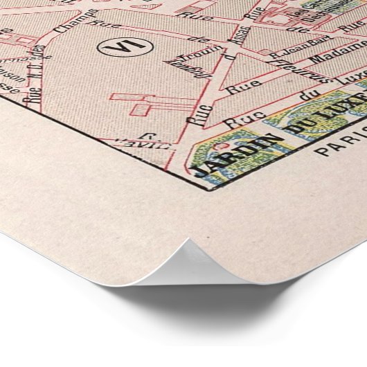  Paris Map, 1900 - 7e Arrondissement Poster (Hoek)