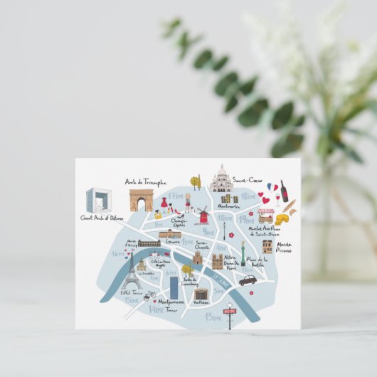 Paris Map Briefkaart (Staand voorkant)