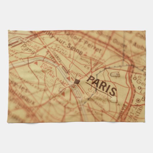 PARIS  Map Kitchen Towel Theedoek (Horizontaal)