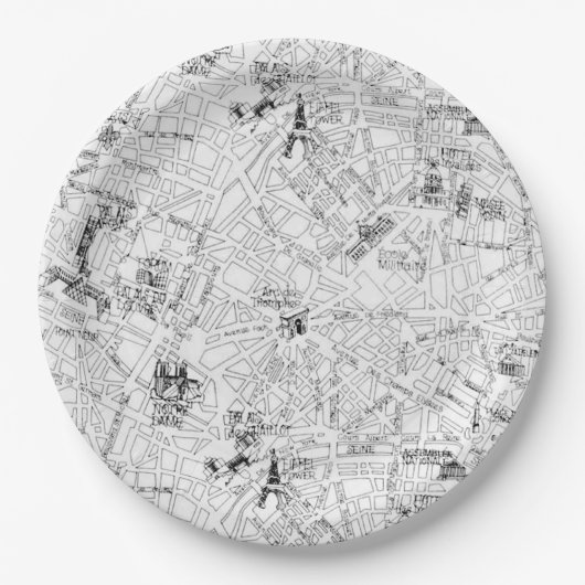 Paris Map Papieren Bordje (Voorkant)