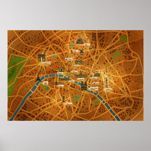 Paris Map Poster (Voorkant)