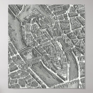 Paris map Vintage - Île de la Cité Poster