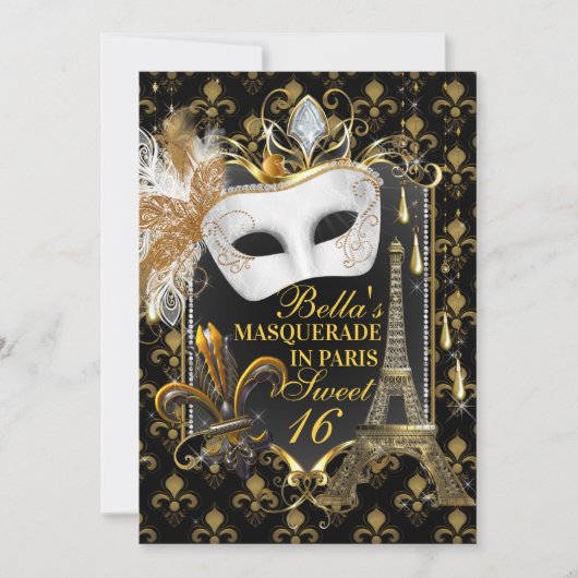 Paris Masquerade Uitnodigingen voor verjaardagsfee (Voorkant)