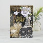 Paris Masquerade Uitnodigingen voor verjaardagsfee (Staand voorkant)