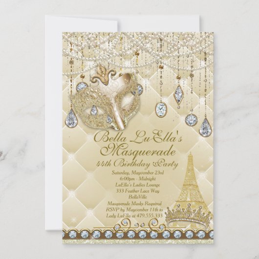 Paris Masquerade Verjaardag Evenement Feest Uitnod Kaart (Voorkant)