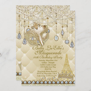 Paris Masquerade Verjaardag Evenement Feest Uitnod Kaart