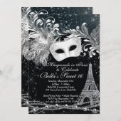 Paris Masquerade Verjaardag Evenement Feest Uitnod Kaart (Voorkant / Achterkant)