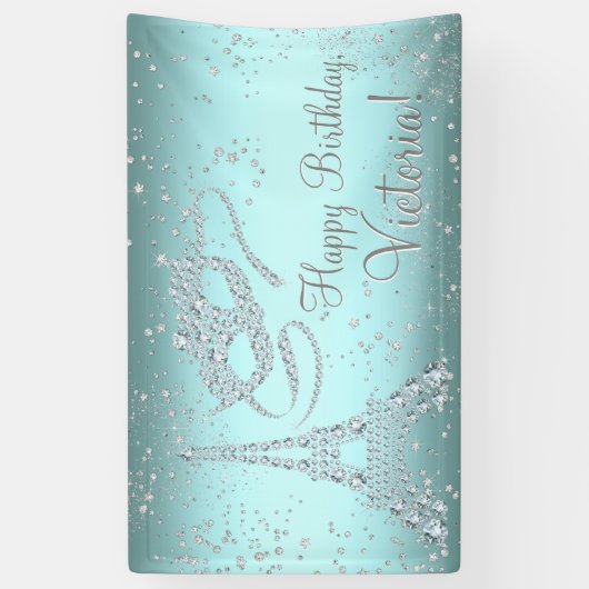 Paris Masquerade Verjaardagsfeest Spandoek (Verticaal)