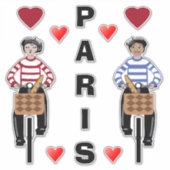 PARIS meisje en jongen op fietsen houden van harte Sticker (Voorkant)
