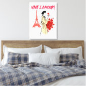 Paris Meisje Esthetiek – Romantisch Eiffeltoren On Canvas Afdruk (Insitu (Slaapkamer))
