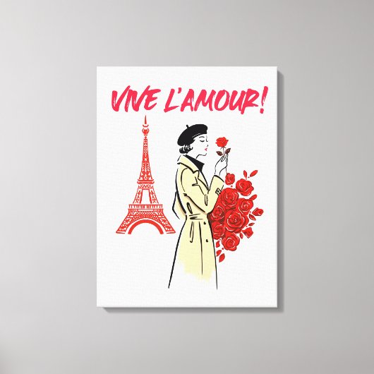 Paris Meisje Esthetiek – Romantisch Eiffeltoren On Canvas Afdruk (Voorkant)