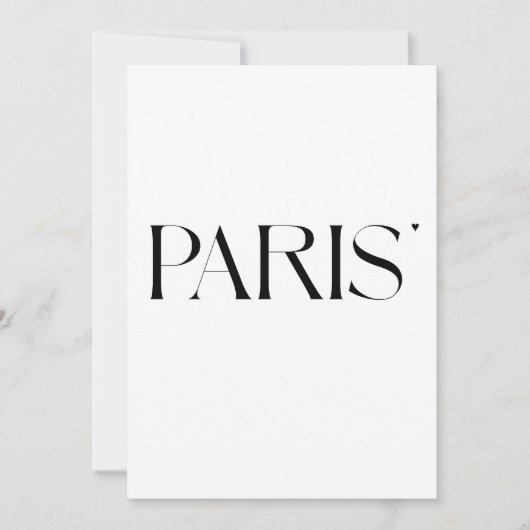 Paris - minimalistic typography card kaart (Voorkant)