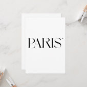 Paris - minimalistic typography card kaart (Voorkant / Achterkant in situ)