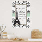 Paris Mint en Zwarte Bruiloftsshower Welkom Bord Poster (Keuken)