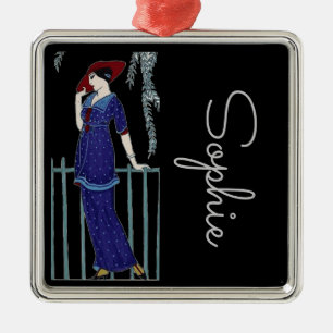 Paris mode jaren 1920 elegante dame persoonlijke n metalen ornament