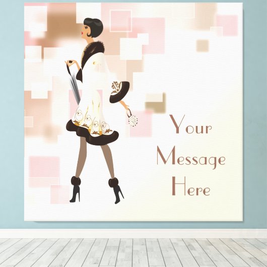 Paris Mode Model Wrapped Canvas Afdruk (Insitu (Houten vloer))