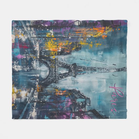 Paris Mode nacht Fleece Deken (Voorkant (Horizontaal))