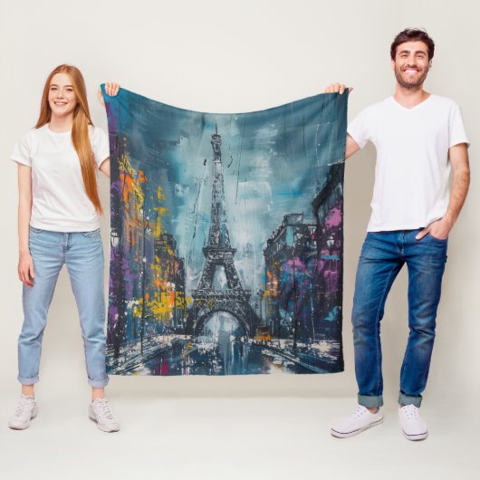 Paris Mode nacht Fleece Deken (In situ)
