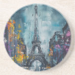 Paris Mode nacht Zandsteen Onderzetter<br><div class="desc">De kleuren van het nachtleven & mode, het silhouet van de Eiffeltoren... Dit authentieke onderzetter is een geweldige manier om je verlangens te voeden om de hoofdstad van romance te bezoeken. Dit onderzetter is geschilderd in abstracte expressionistische stijl.</div>