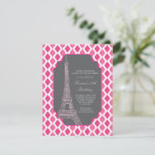 Paris Modern Pink Birthday Party Kaart (Staand voorkant)