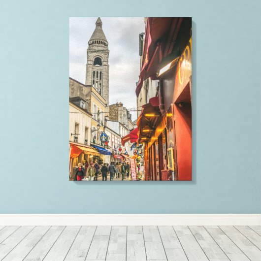 Paris Montmartre straat uitzicht canvas print (Insitu (Houten vloer))