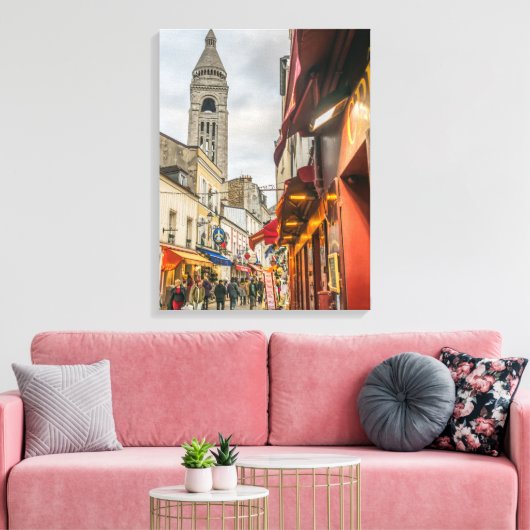Paris Montmartre straat uitzicht canvas print (Insitu (Woonkamer))