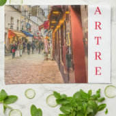 Paris Montmartre straat uitzicht theedoek (Gevouwen)