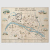 Paris Monument Map Guide  Frans Postmark Tissuepapier (Voorkant)